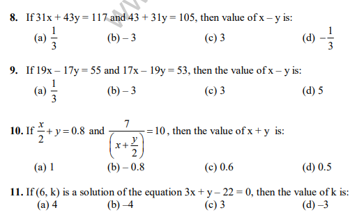  Linear Equations Multiple Choice Test Pdf Tessshebaylo